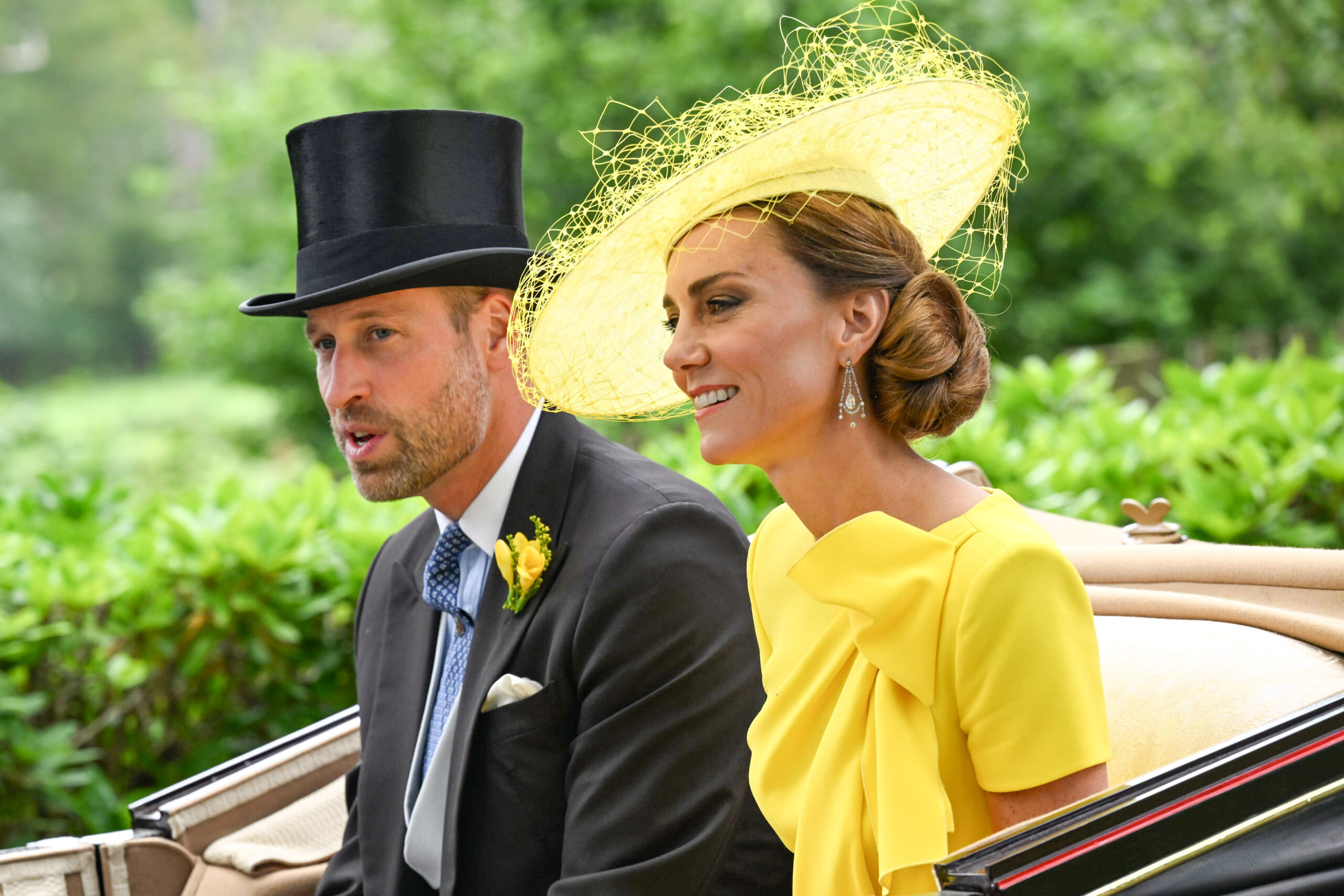 Prince William and Princess Kate in carriage at Royal Ascot
