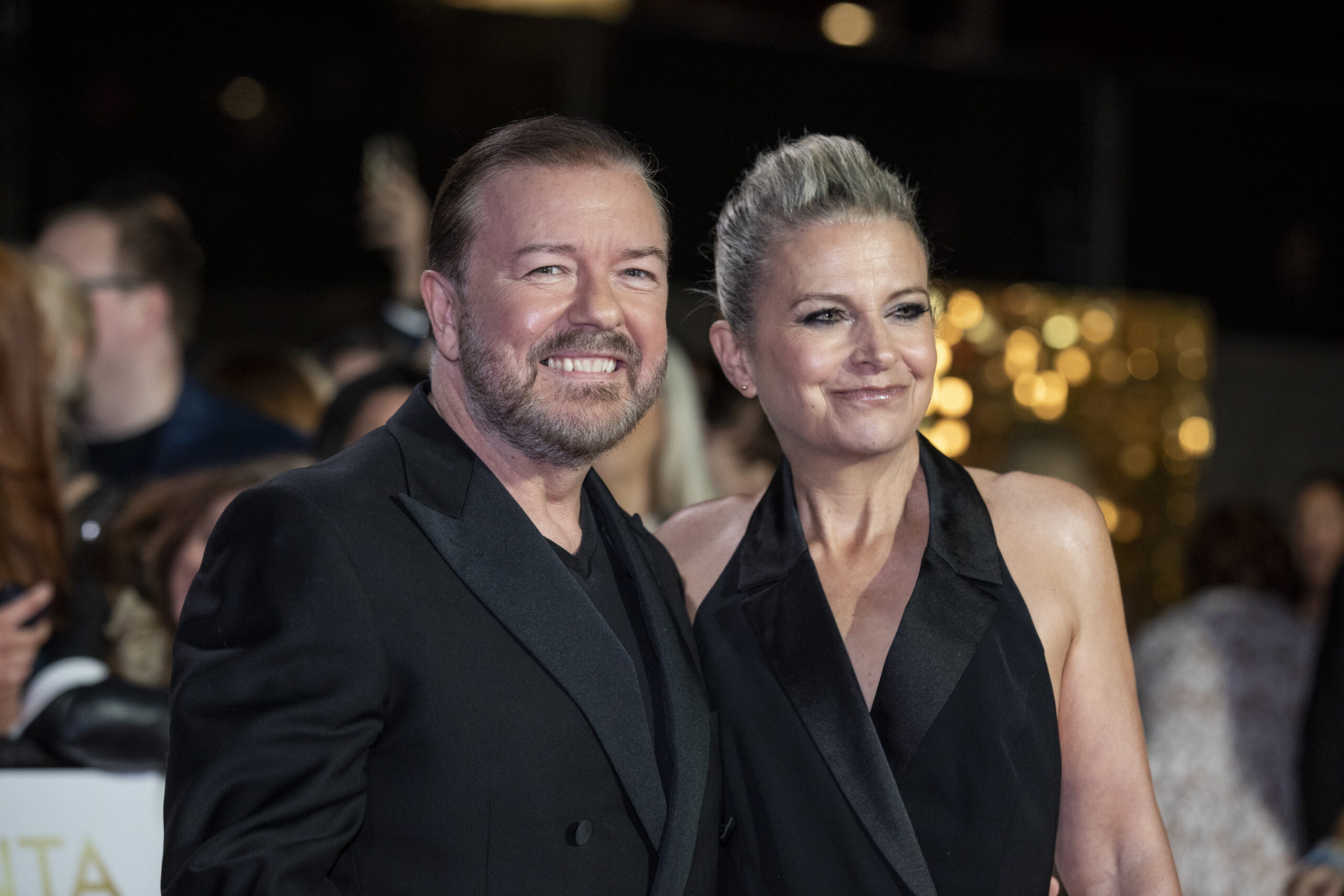 Ricky Gervais and Jane Fallon on the red carpet