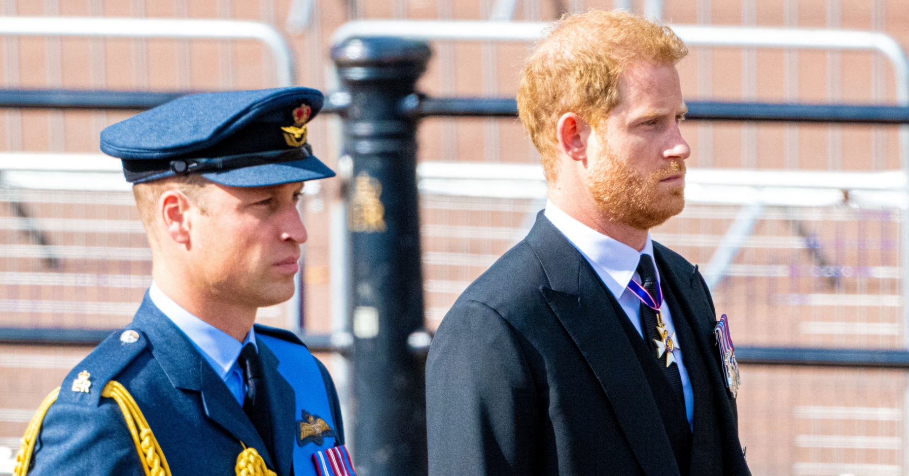 Prince William and Prince Harry stand together