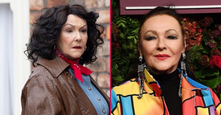 Celeste in Coronation Street split pic with actress Frances Barber (Credit: ITV/ANDY RAIN/EPA-EFE/Shutterstock)