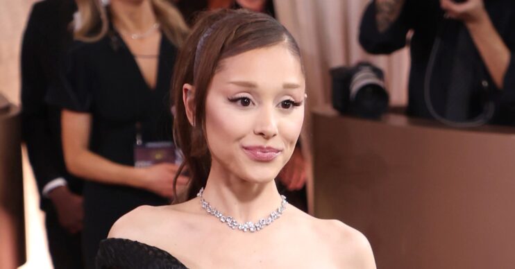Ariana Grande smiling at 83rd Annual Golden Globe Awards
