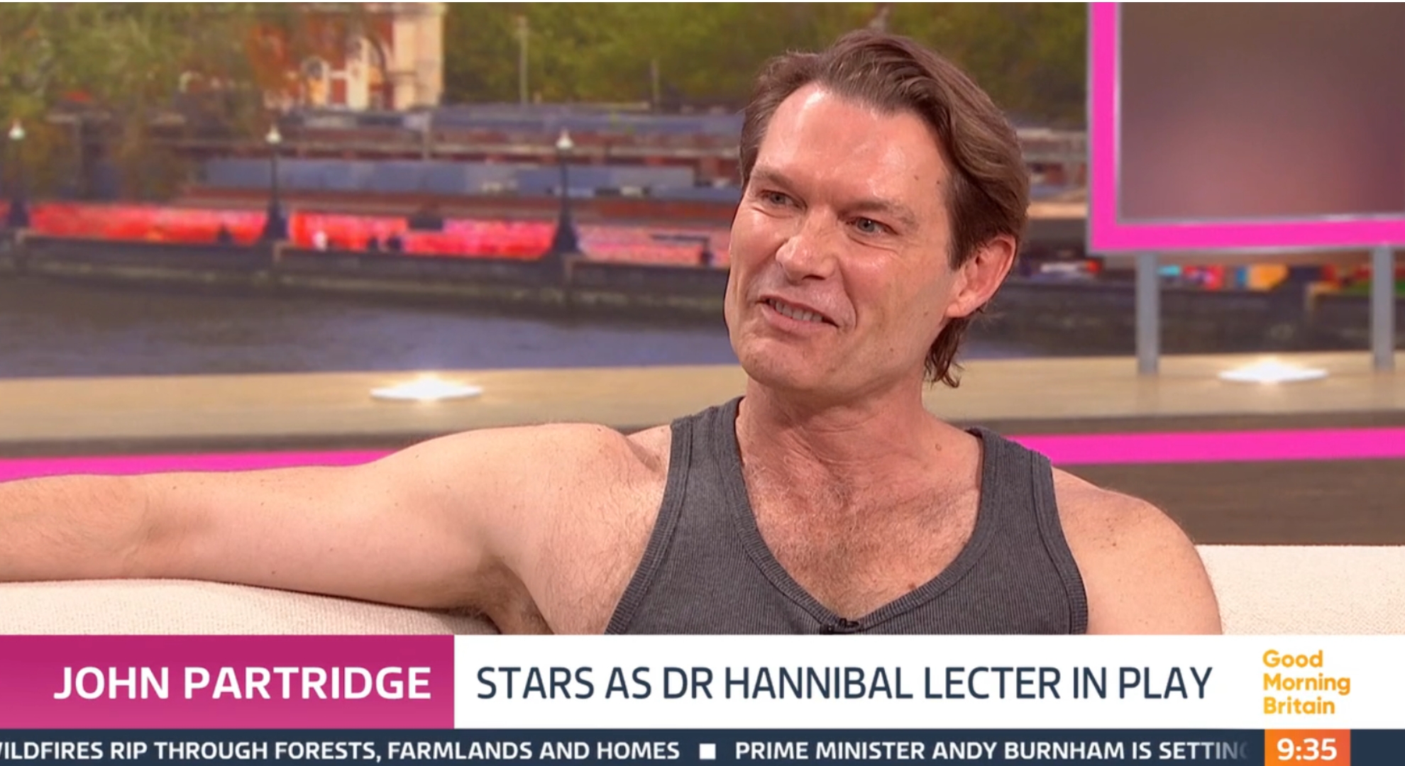 John Partridge on Good Morning Britain in vest