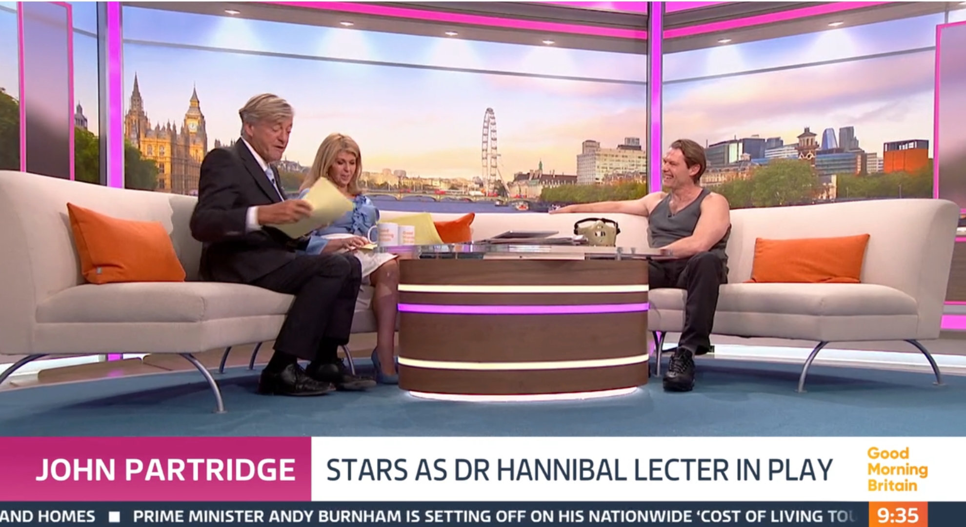 John Partridge on Good Morning Britain in vest