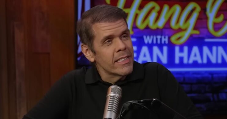 Perez Hilton on a podcast