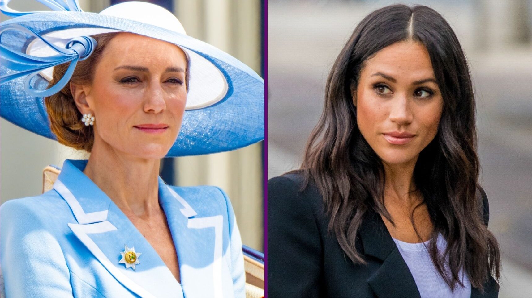 Princess Kate Middleton and Meghan Markle frowning