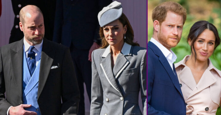 RI composite of Prince William, Kate Middleton and Prince Harry and Meghan Markle at different events