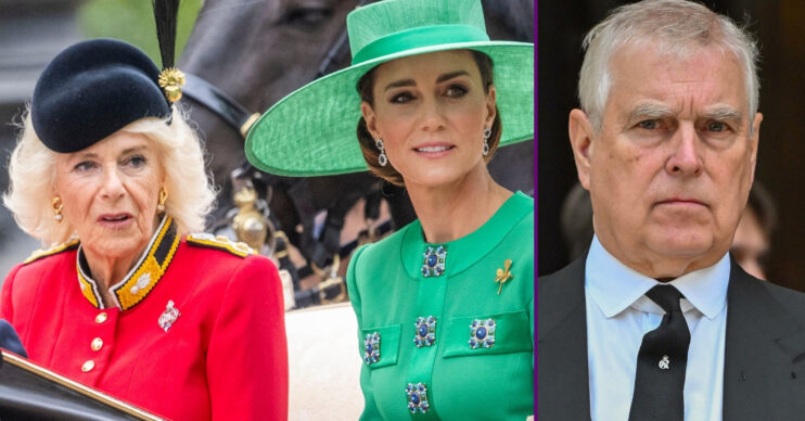 RI composite of Queen Camilla, Princess Kate and Andrew Mountbatten-Windsor at different events