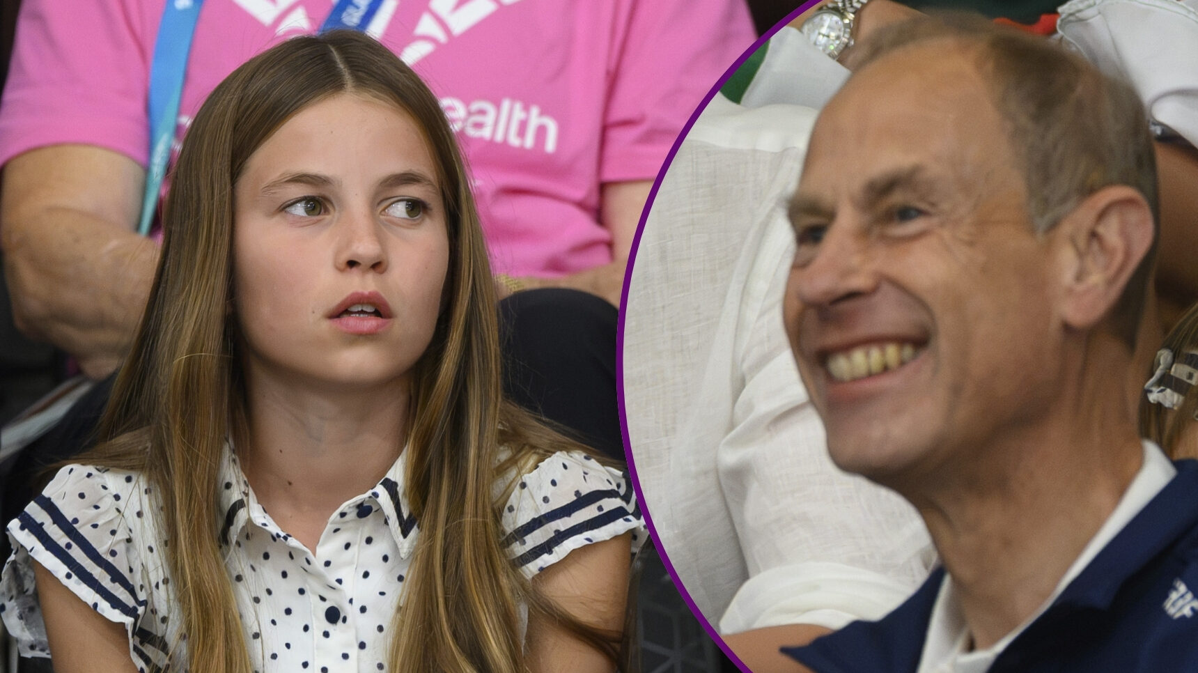 RI composite of Princess Charlotte and Prince Edward at Commonwealth Games