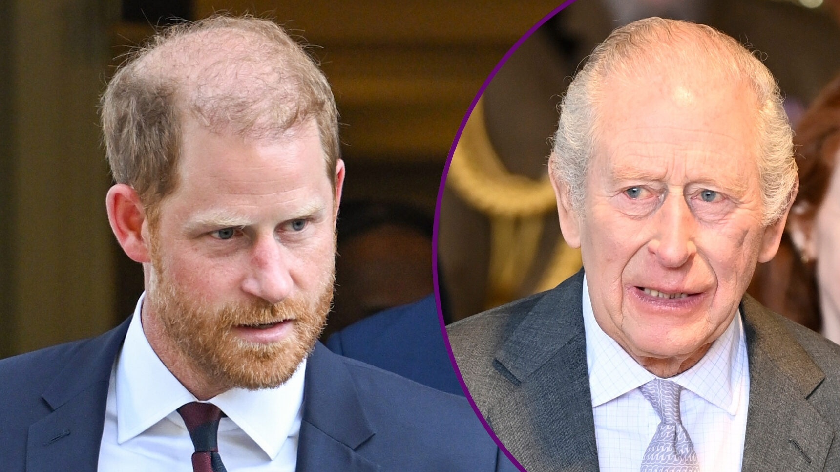 RI composite of Prince Harry and King Charles at different events