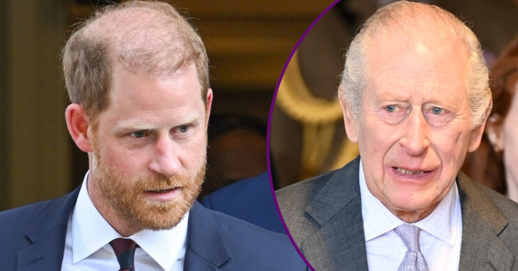 RI composite of Prince Harry and King Charles at different events