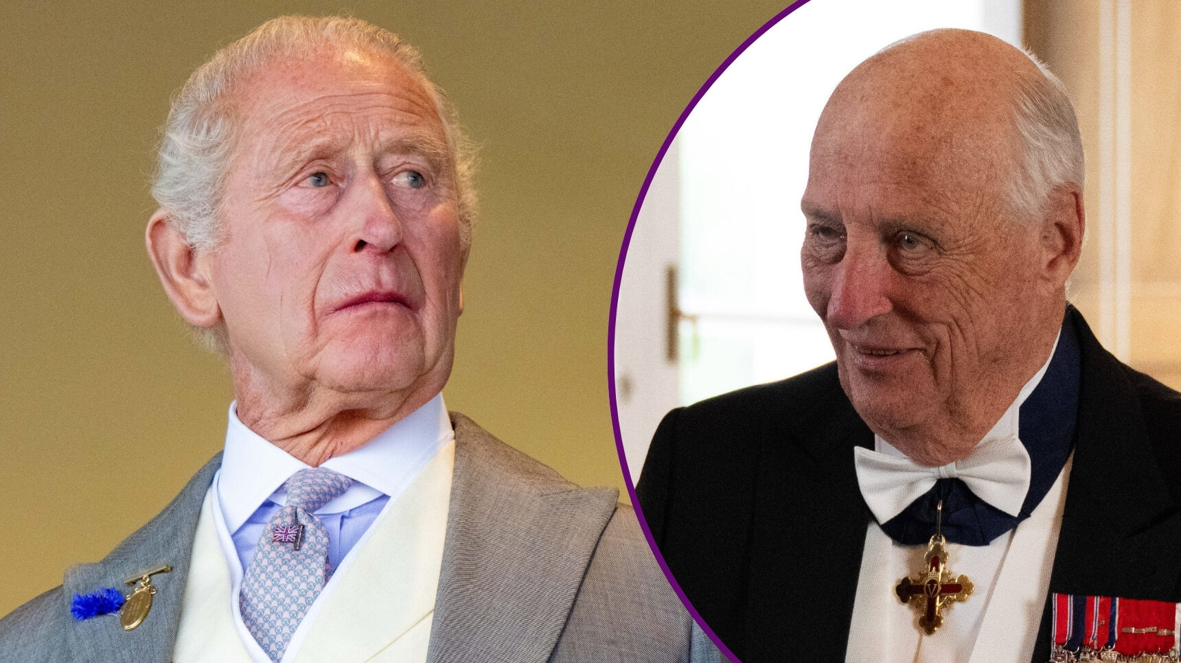 RI composite of King Charles and King Harald V of Norway at events