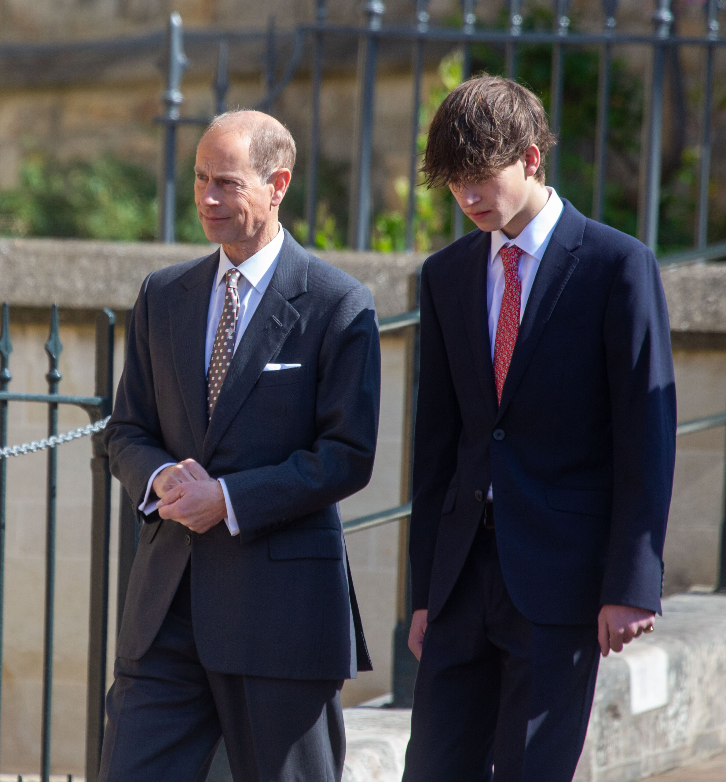 James, Earl of Wessex, with Prince Edward at Easter Mattins Service At St George's Chapel, Windsor