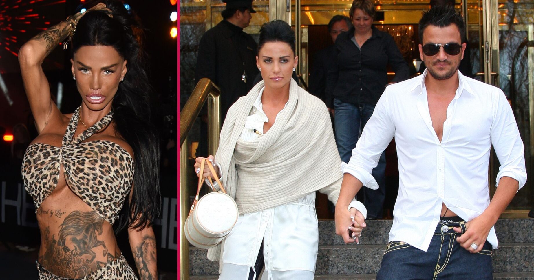 Katie Price posing / Katie Price and Peter Andre holding hands