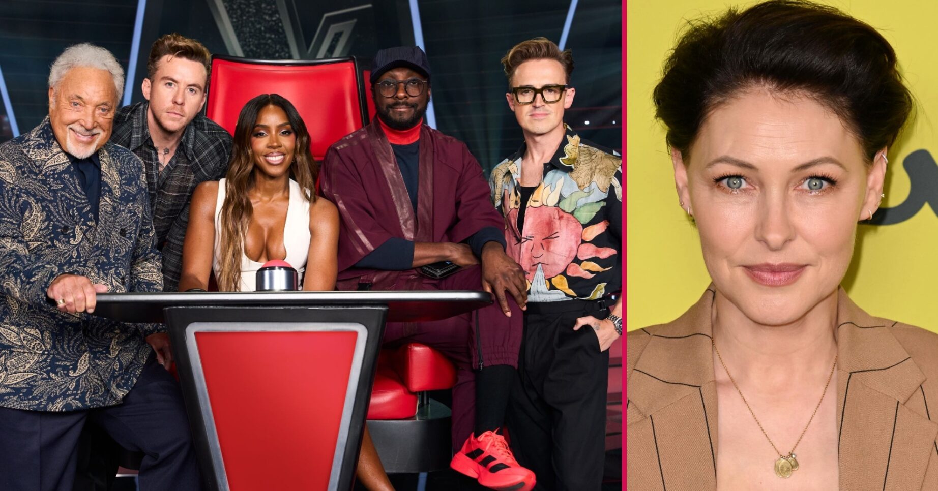 ED composite of The Voice UK coaches and Emma Willis at ITV event