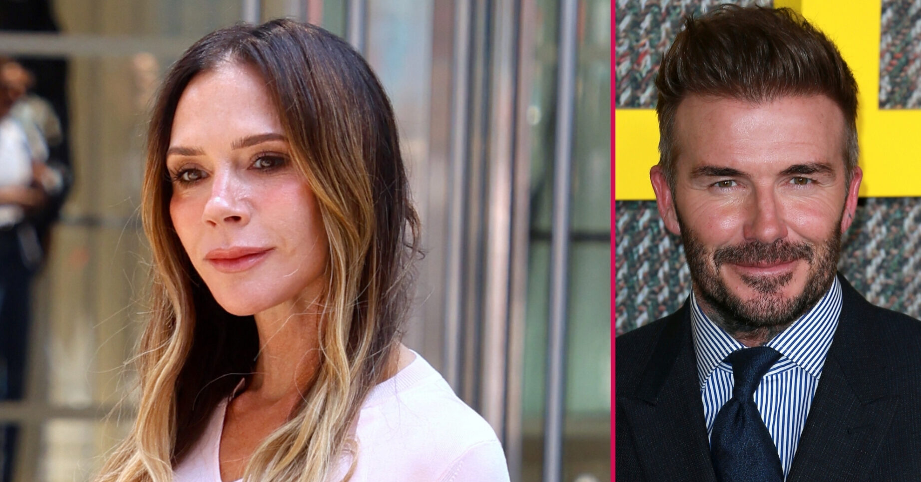 ED composite of Victoria Beckham and David at different events