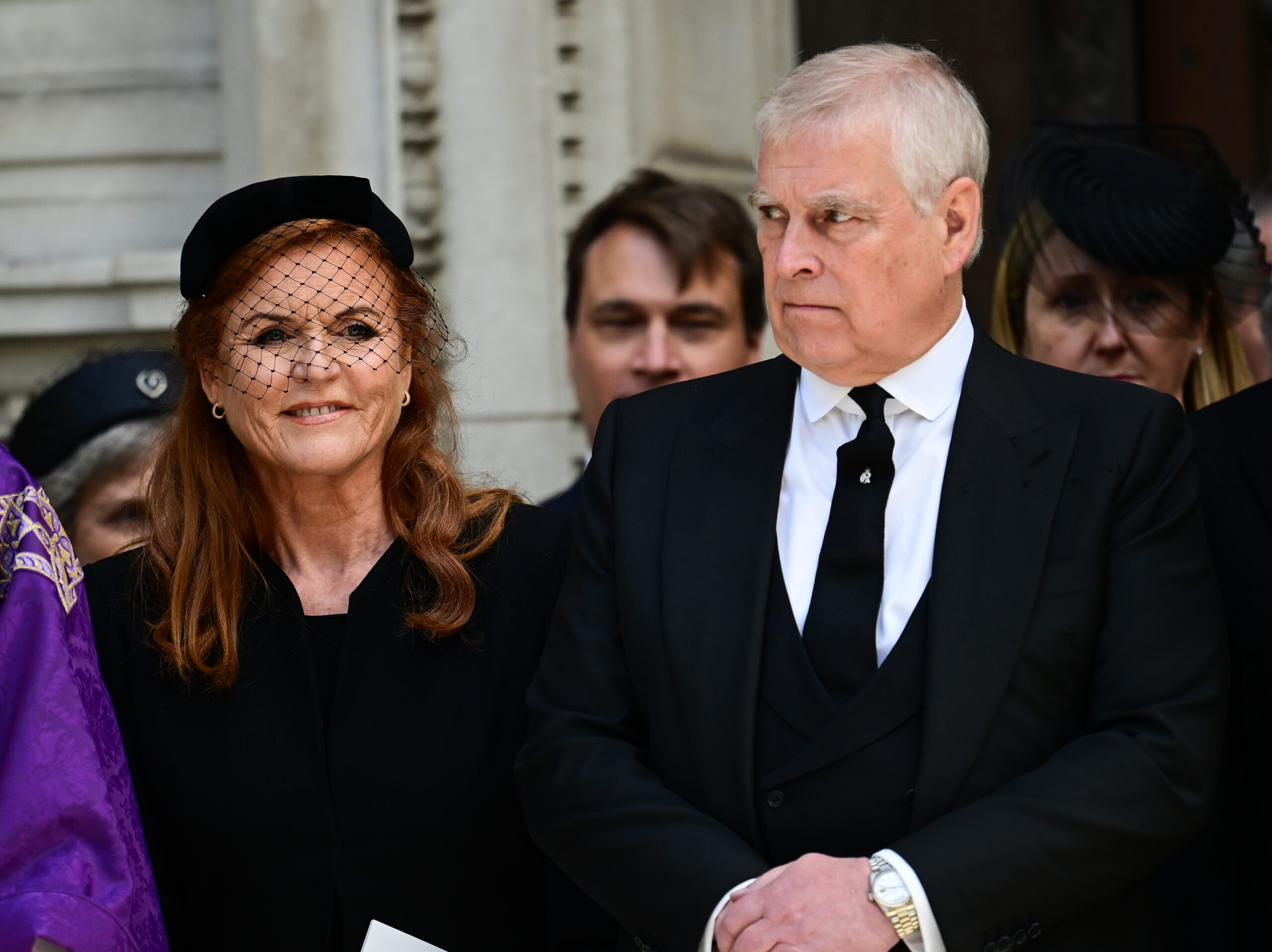 Sarah Ferguson and Andrew Mountbatten-Windsor at State funeral for The Duchess of Kent