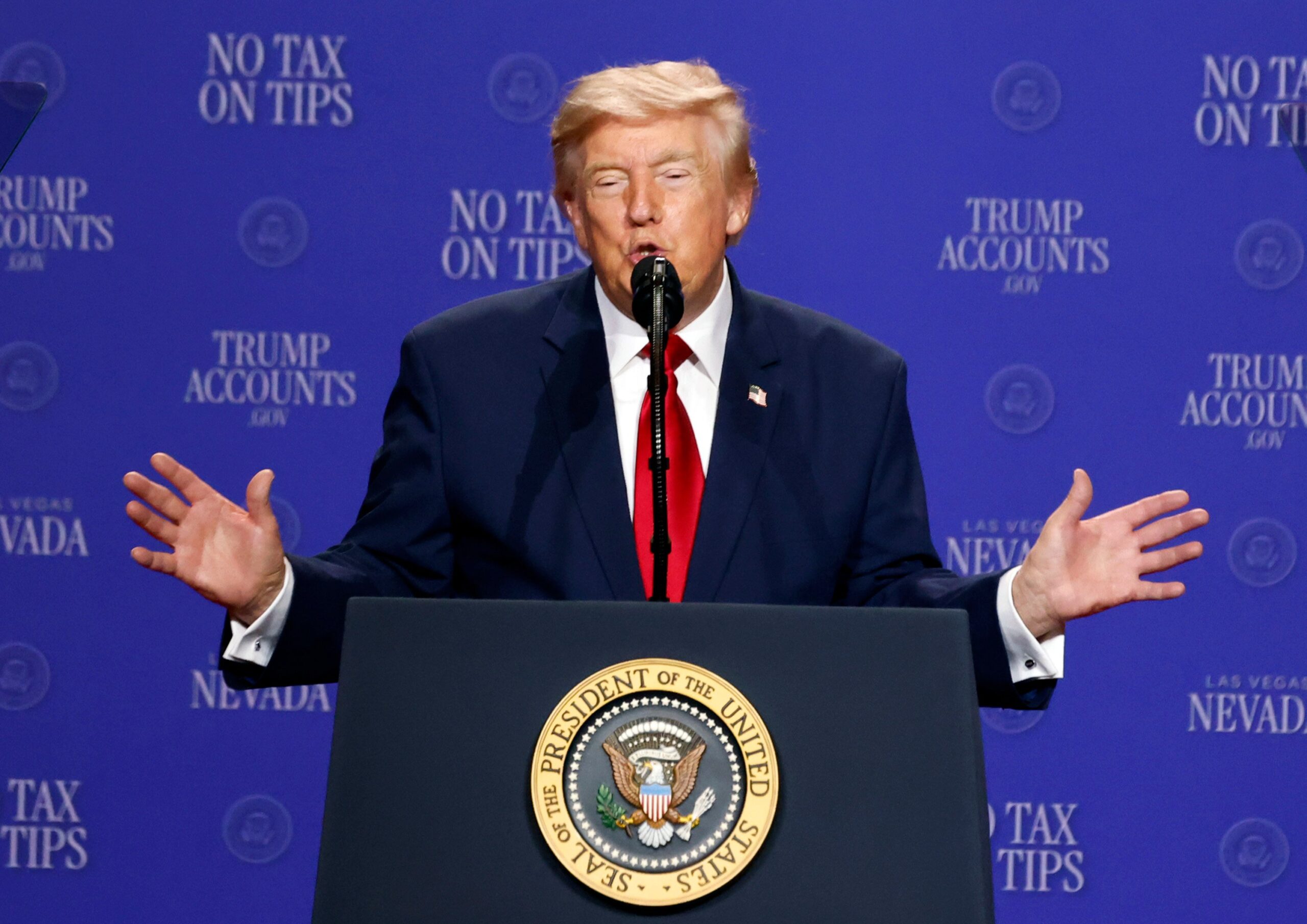 US President Trump speaks at economic event in Las Vegas