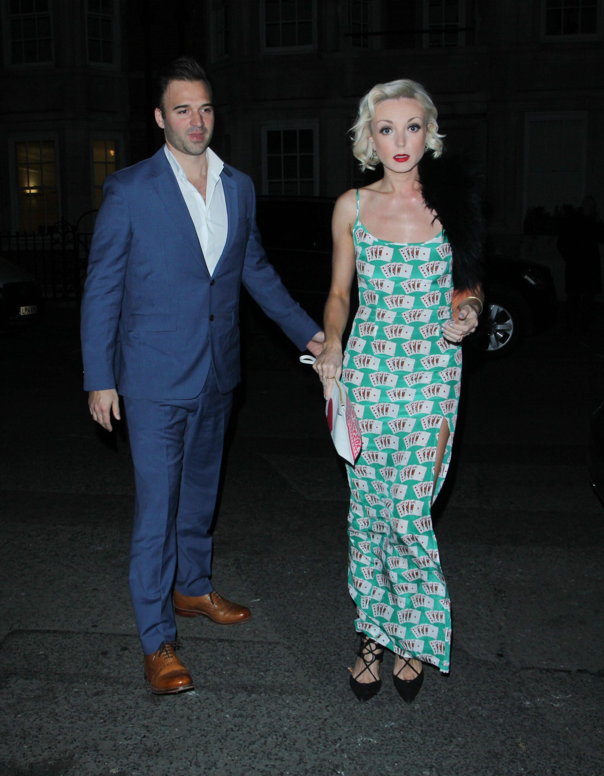 Helen George and Oliver Boot walking