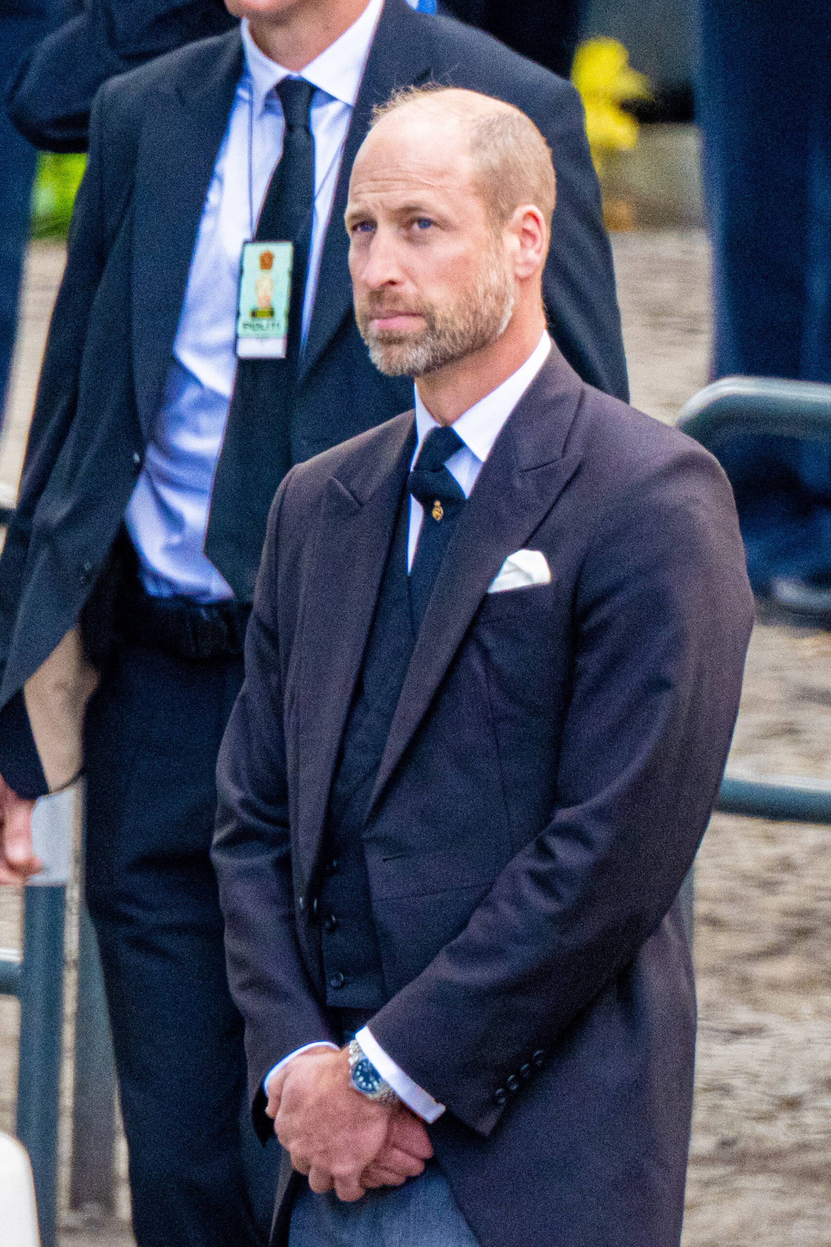 Prince William in black suit at funeral
