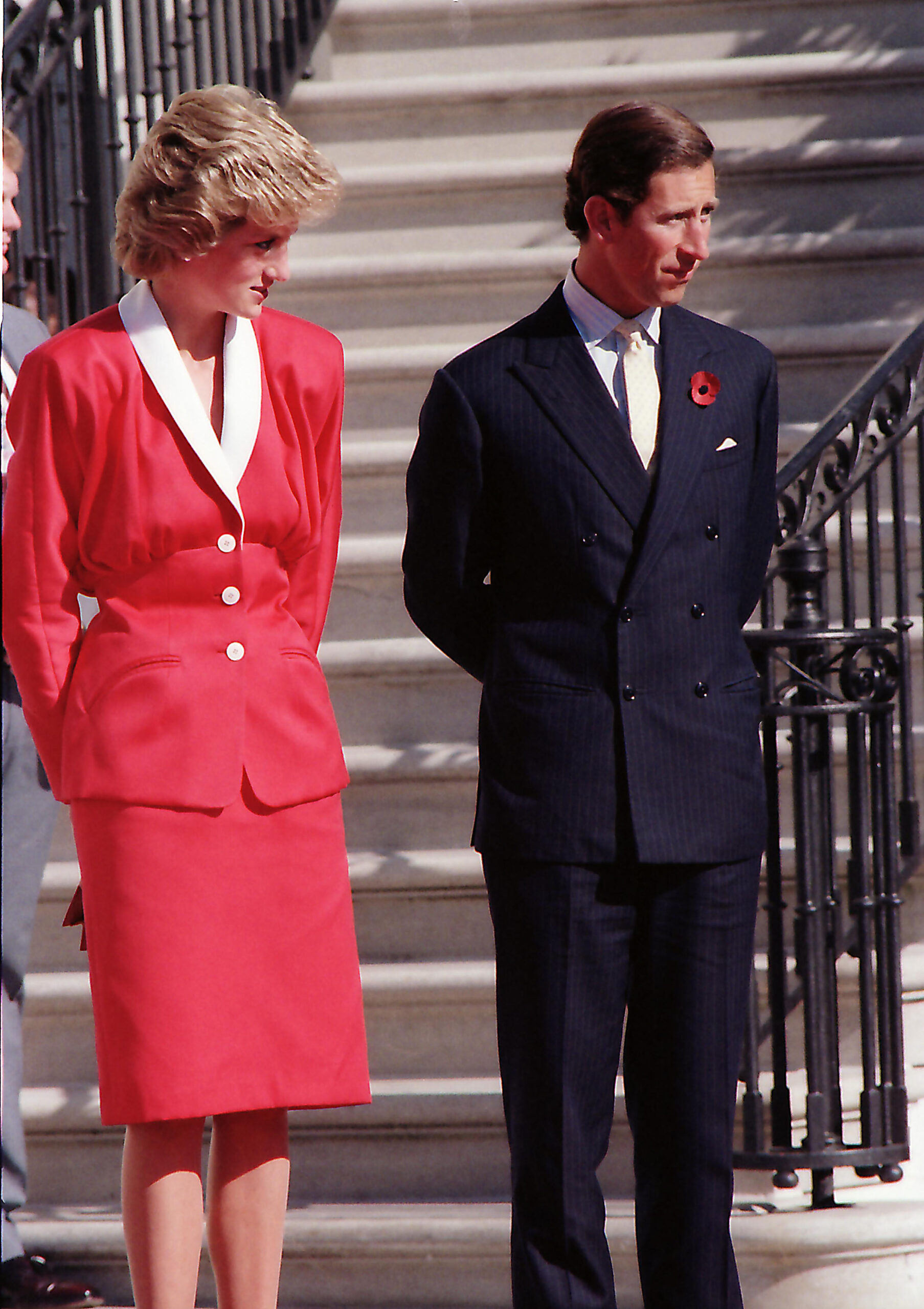 Princess Diana wears red dress as she stands alongside Charles