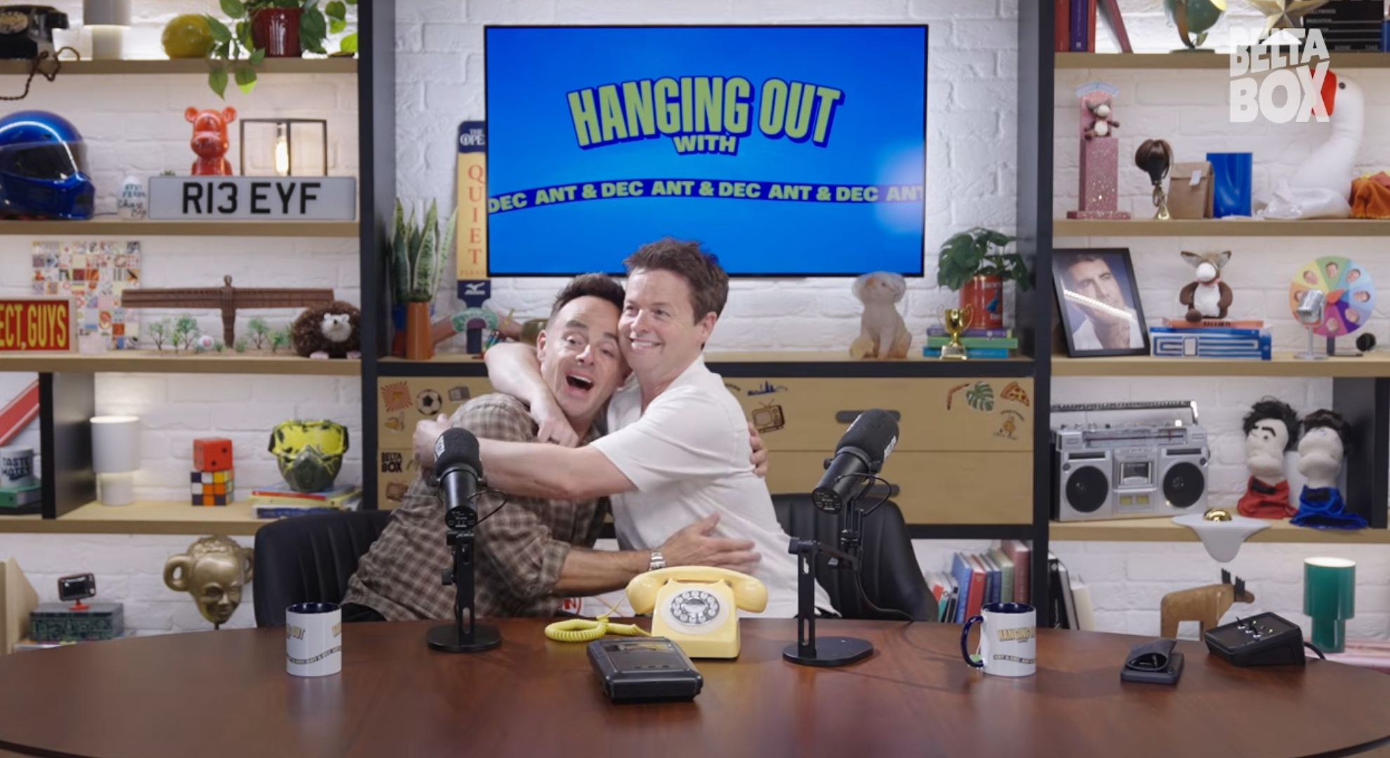 Ant and Dec hugging on podcast