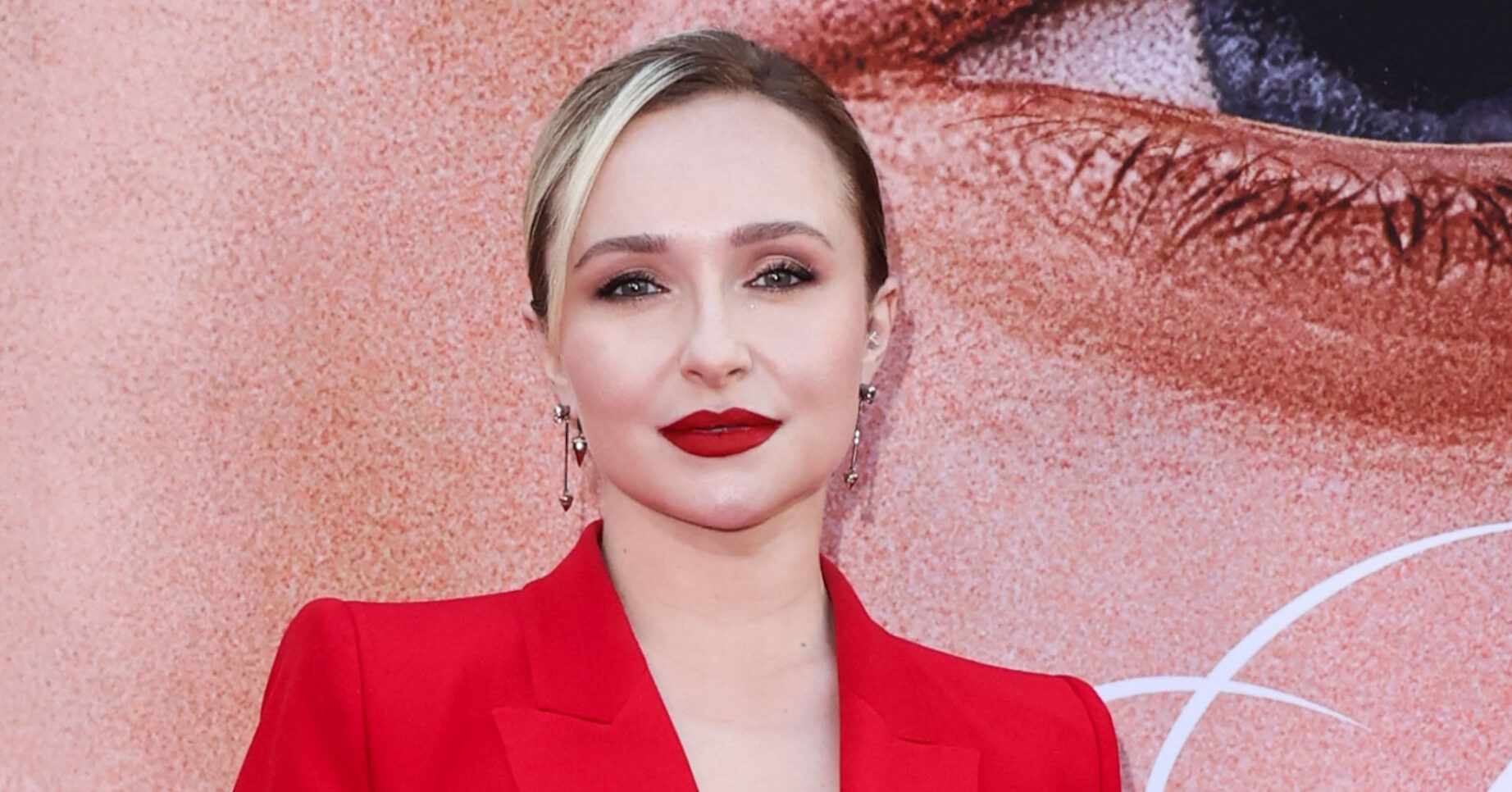 Hayden Panettiere in red outfit at event