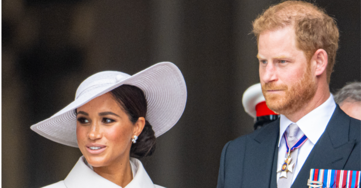 Meghan Markle wears a statement hat as she poses alongside Prince Harry