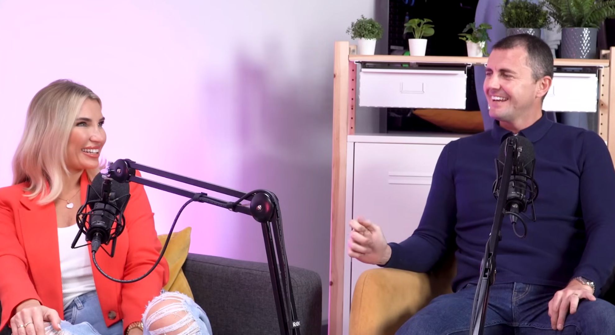 Billie Faiers and her husband Greg on podcast