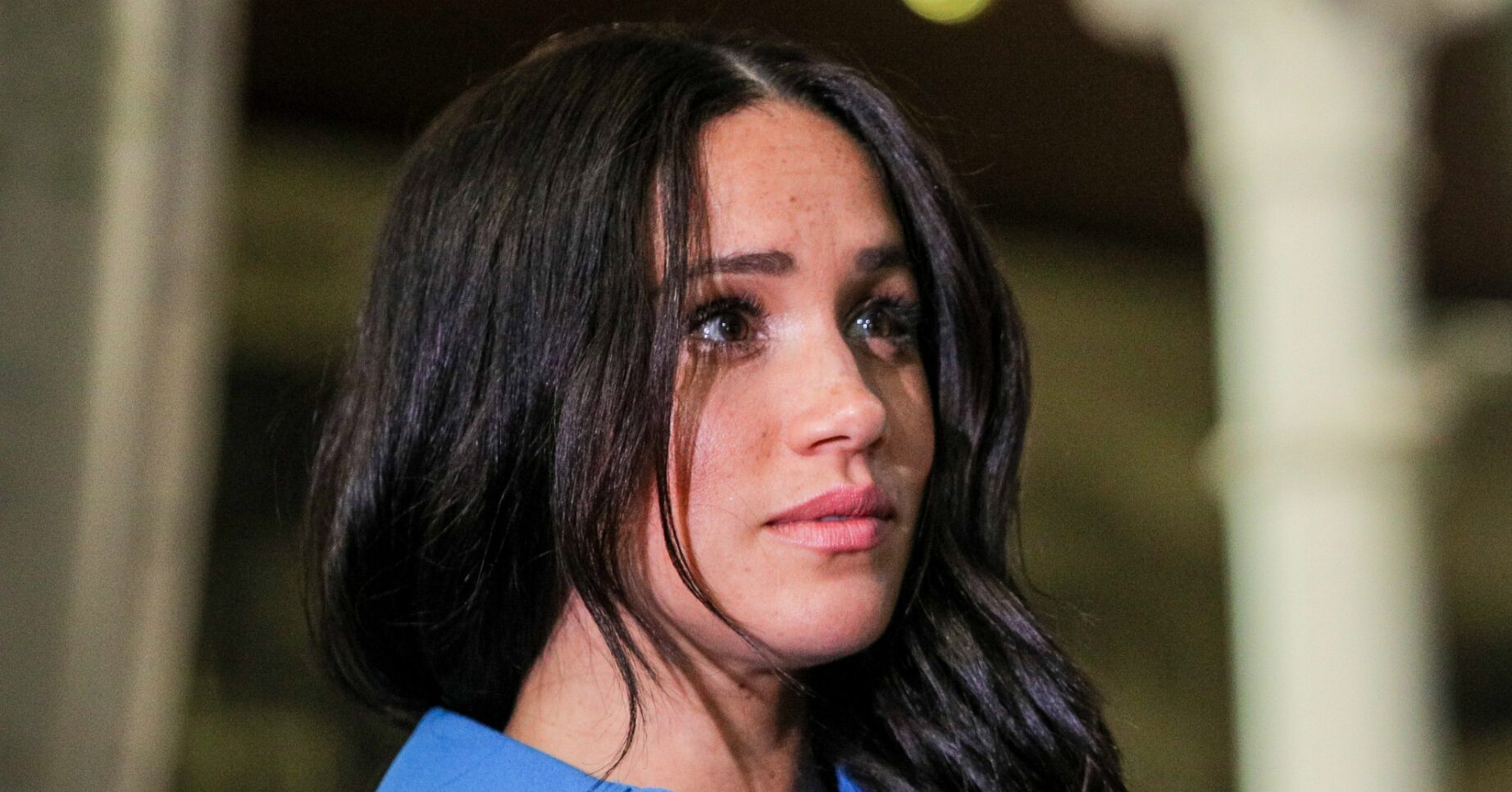 Meghan Markle in blue shirt