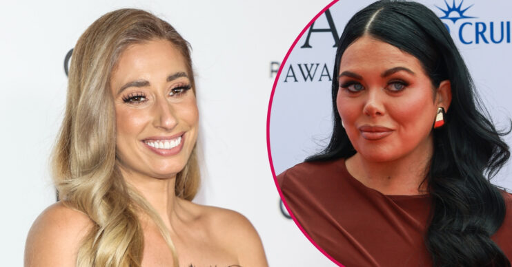 ED composite of Stacey Solomon smiling and Scarlett Moffatt at BAFTAs