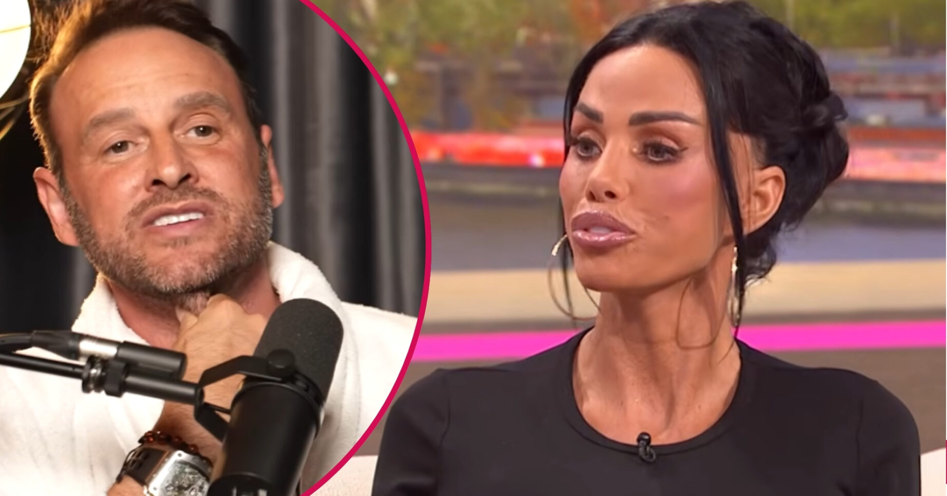 ED composite of Katie Price on GMB and husband Lee Andrews on podcast