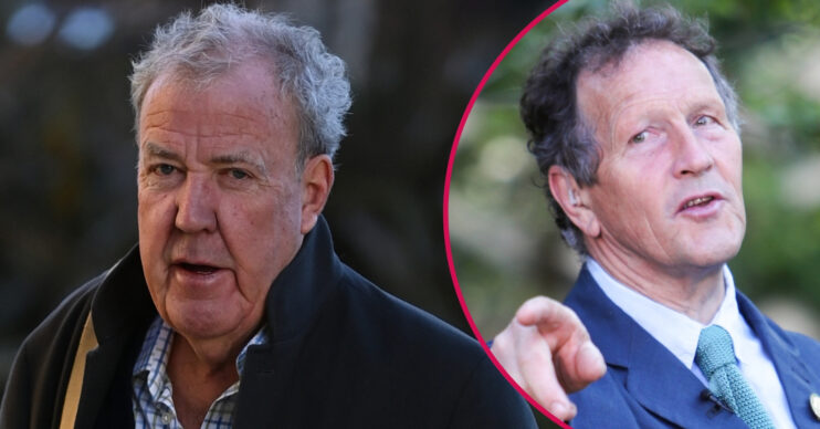 ED composite of Jeremy Clarkson looking serious and Monty Don pointing at Chelsea Flower Show