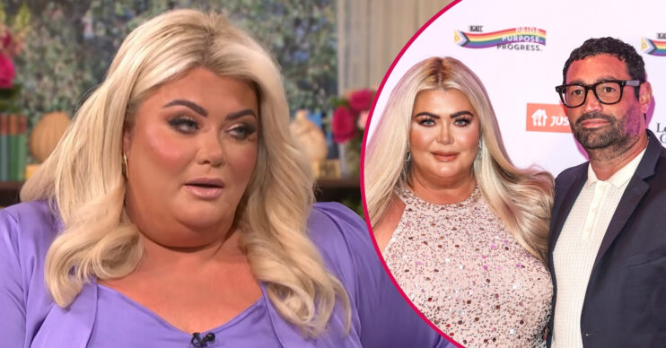 ED composite of Gemma Collins on This Morning and with fiancé Rami Hawash at event