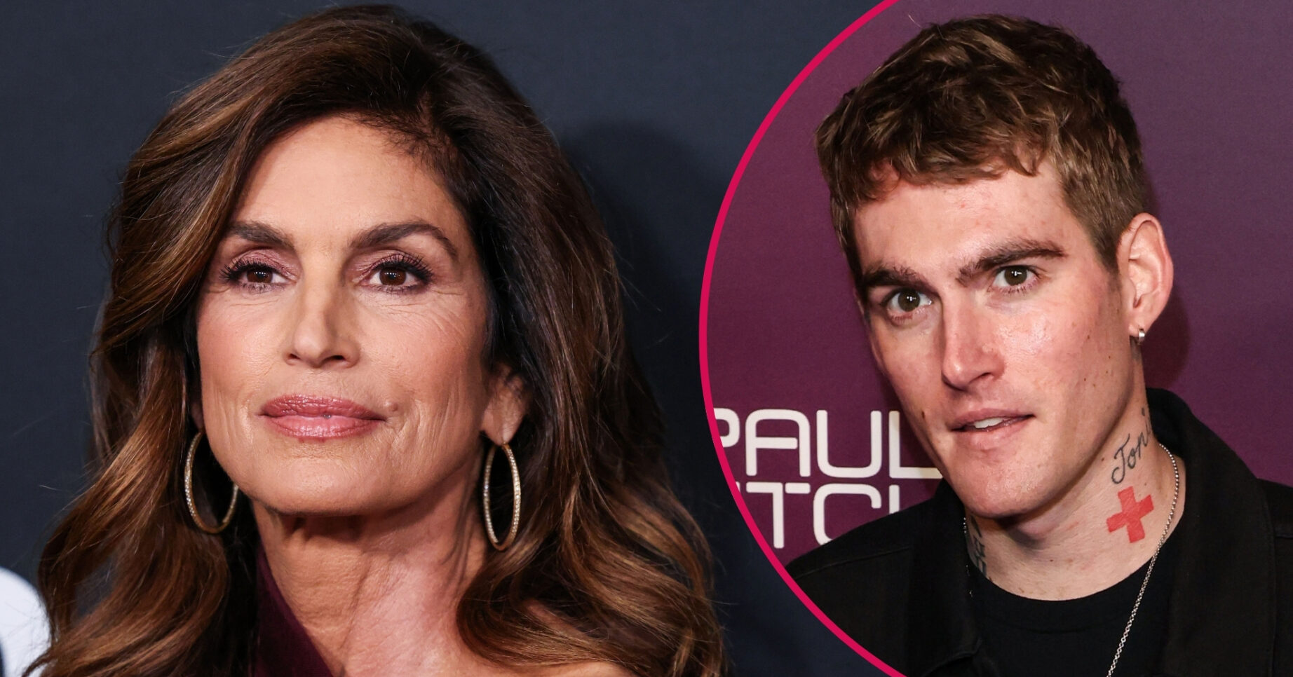Composite of Cindy Crawford and her son Presley at different events