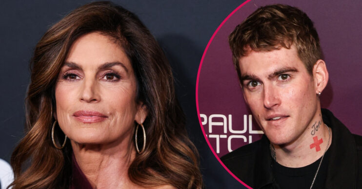 Composite of Cindy Crawford and her son Presley at different events