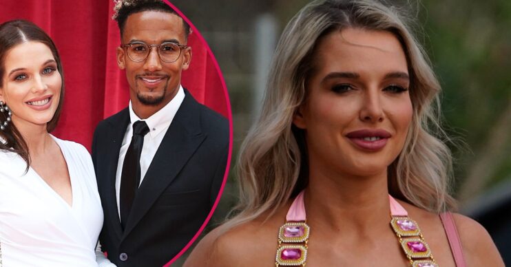 Helen Flanagan and Scott Sinclair smiling/Helen Flanagan smiling