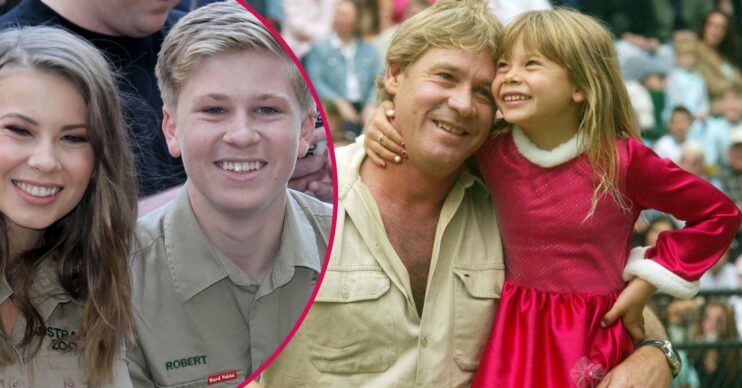Bindi and Robert Irwin smiling / Steve and Bindi smiling