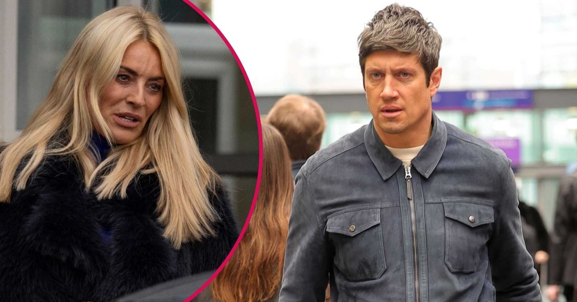 Tess Daly and Vernon Kay looking in front