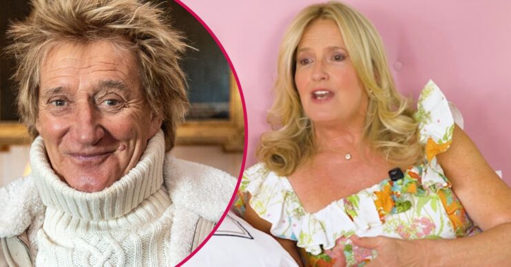 Rod Stewart smiling/Penny Lancaster talking