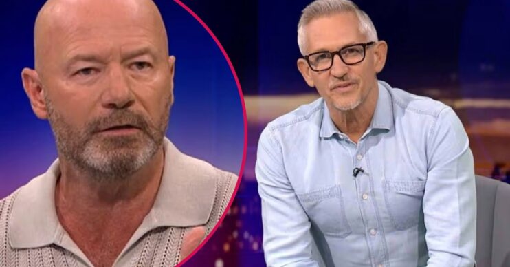 Alan Shearer and Gary Lineker looking in front