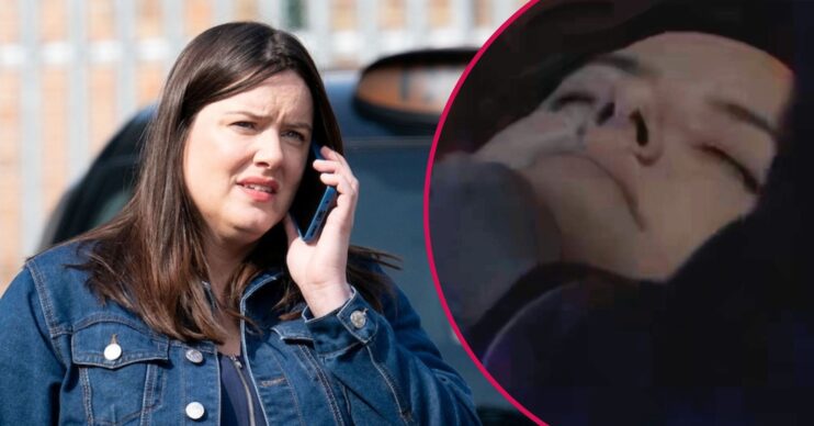 EastEnders comp: Zoe Slater on the phone / Zoe dead in bed