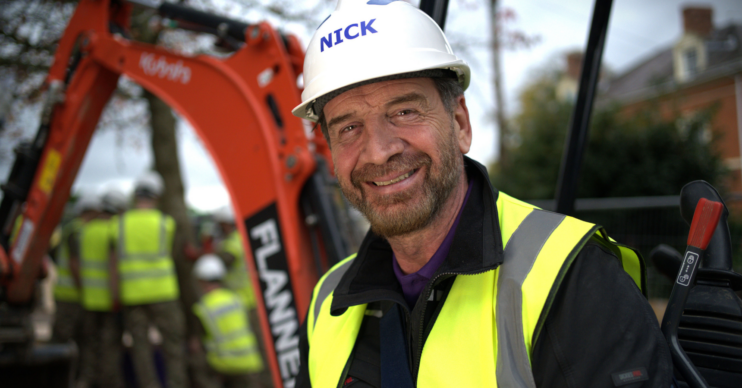 Nick Knowles in his white hard hat