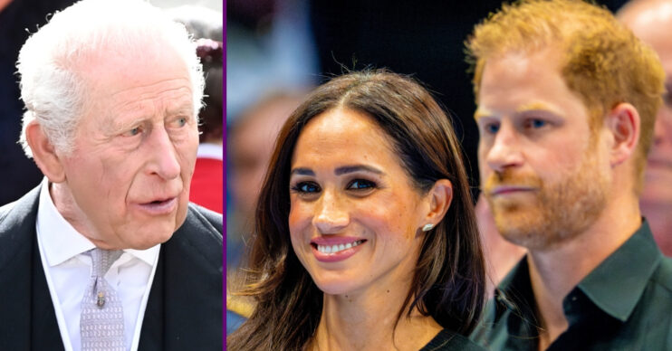 RI composite of King Charles, Meghan Markle and Prince Harry at different events