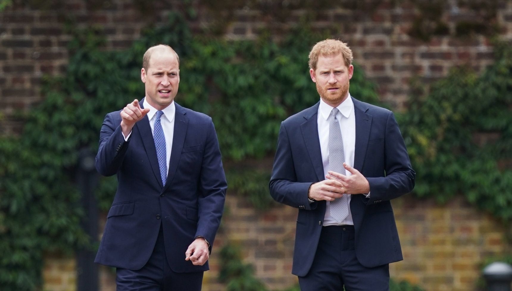 Prince William and Harry walking side by side 
