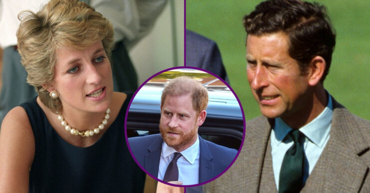 RI composite of Princess Diana, Prince Charles when they were younger and Prince Harry now