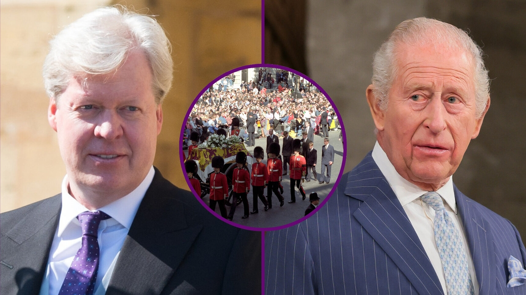 RI composite of Earl Spencer, King Charles and Diana's funeral