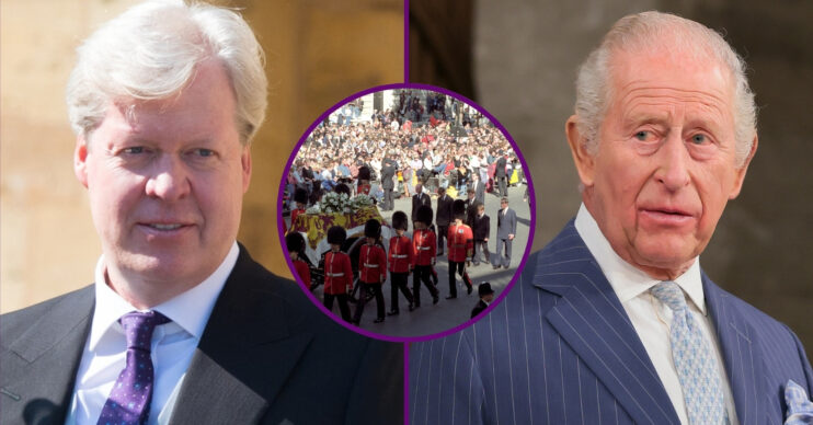RI composite of Earl Spencer, King Charles and Diana's funeral