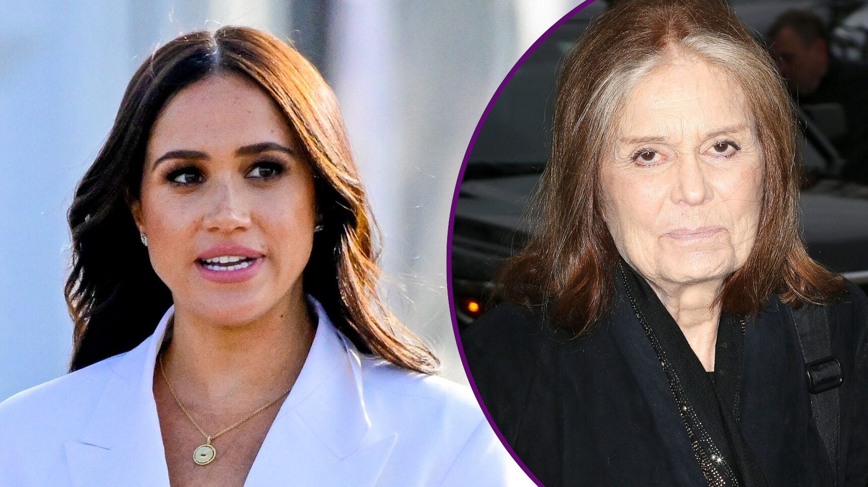 RI composite of Meghan Markle at Invictus Games and Gloria Steinem smiling