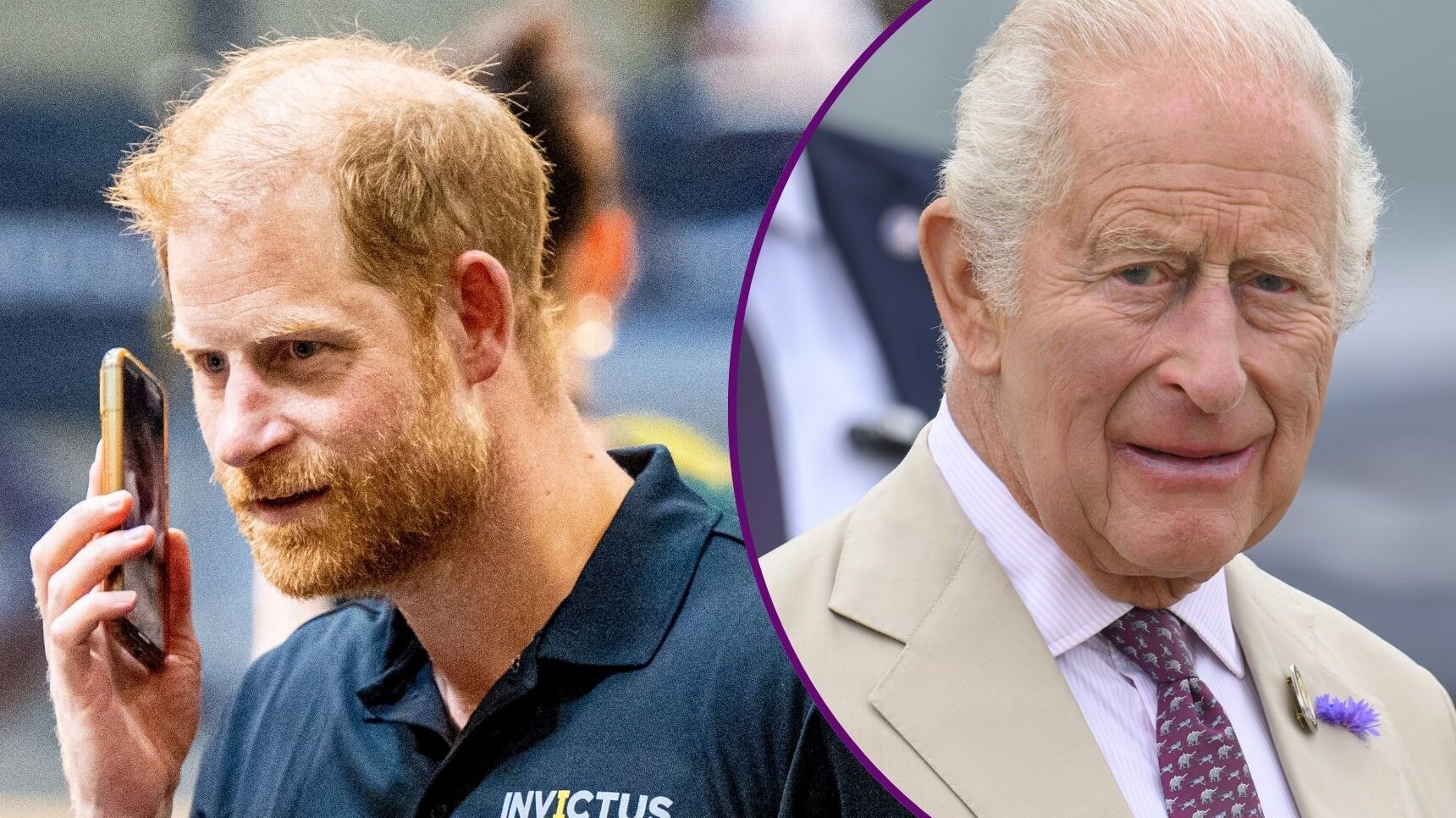 Prince Harry on the phone / King Charles