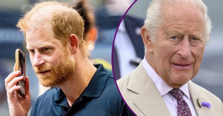 Prince Harry on the phone / King Charles